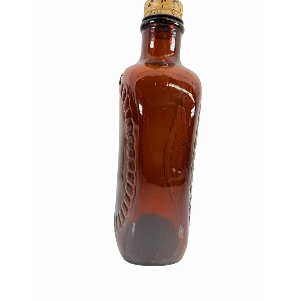 1776-1976 Vintage Bicentennial Amber Glass Embossed Log Cabin Maple Syrup Bottle